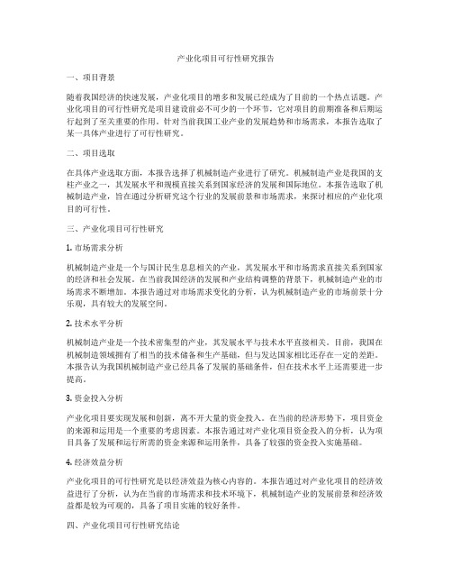 产业化项目可行性研究报告