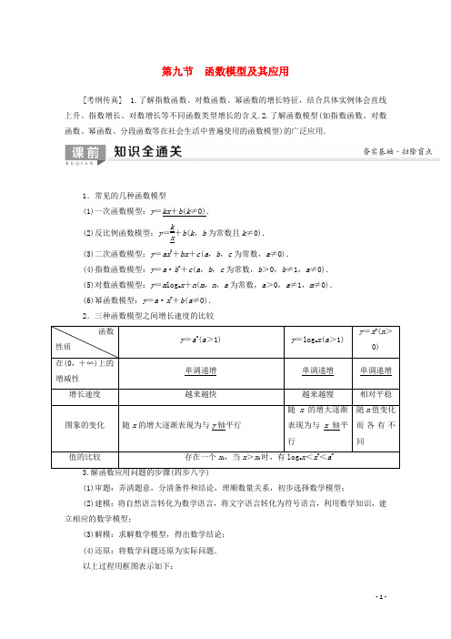 2020版高考数学一轮复习第2章函数导数及其应用第9节函数模型及其应用教学案含解析理