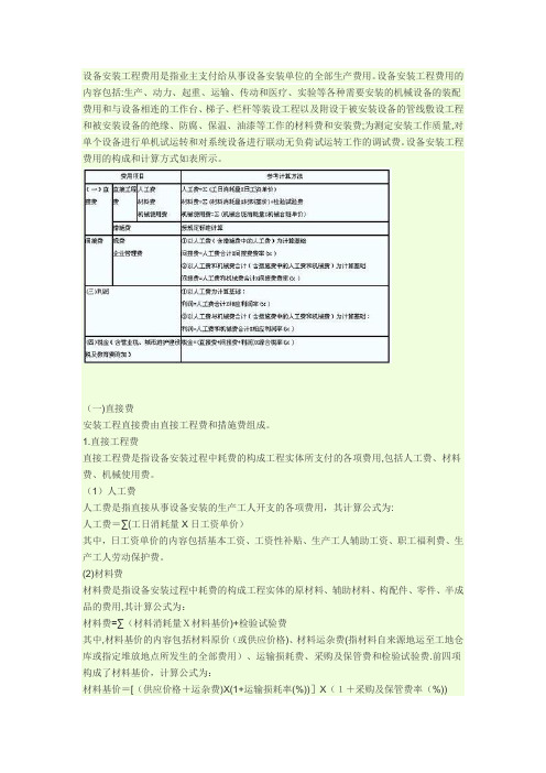 设备安装费用估算【范本模板】