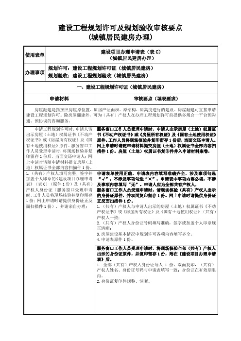 建设工程规划许可及规划验收审核要点