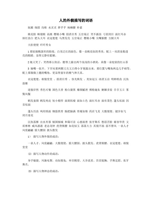 人的外貌描写的词语