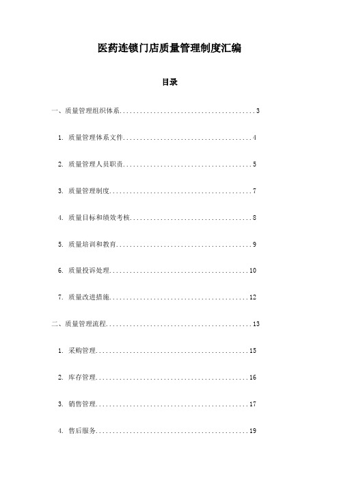 医药连锁门店质量管理制度汇编