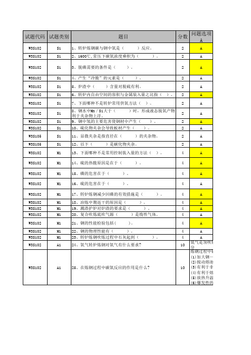 转炉炼钢工艺及流程试题及答案