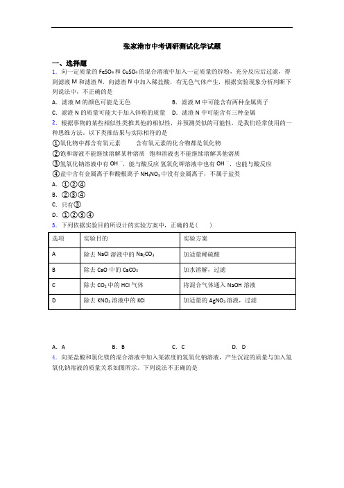 张家港市中考调研测试化学试题