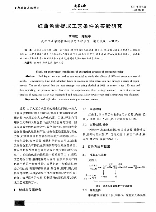 红曲色素提取工艺条件的实验研究