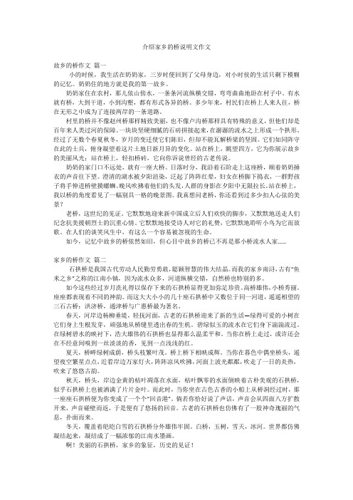 介绍家乡的桥说明文作文