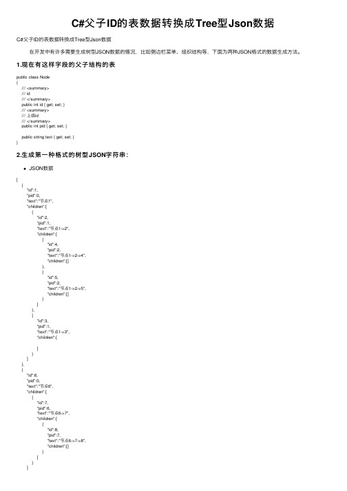 C#父子ID的表数据转换成Tree型Json数据