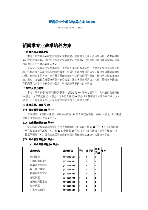 复旦大学新闻、广电、传播、广告硕士培养方案-推荐下载