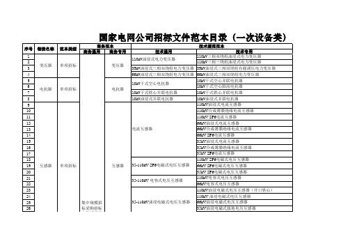 国家电网公司招标文件范本目录