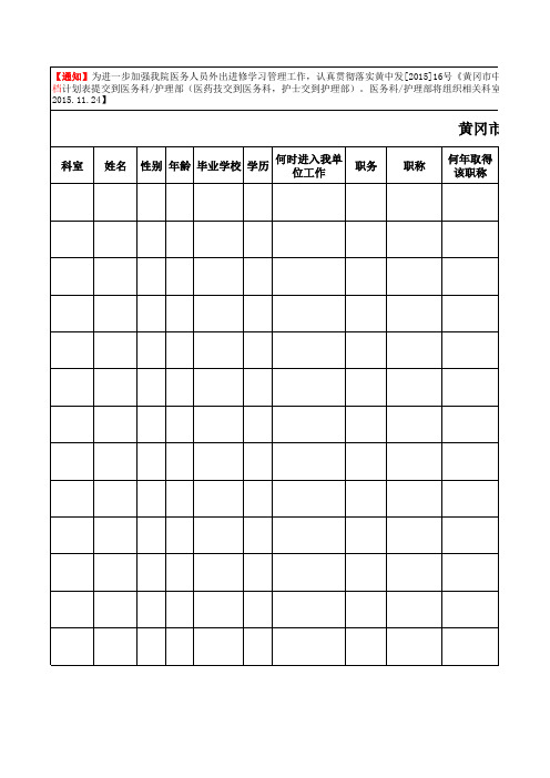 2016年进修计划表.护士