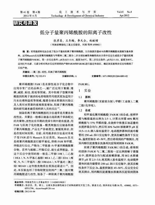 低分子量聚丙烯酰胺的阳离子改性