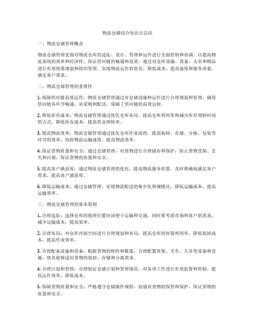 物流仓储综合知识点总结