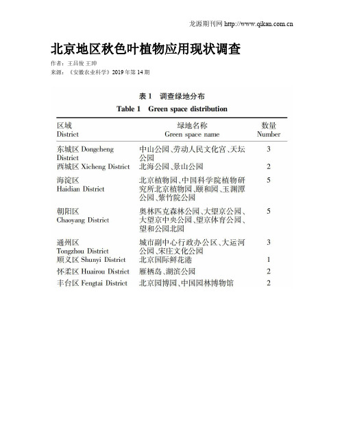 北京地区秋色叶植物应用现状调查