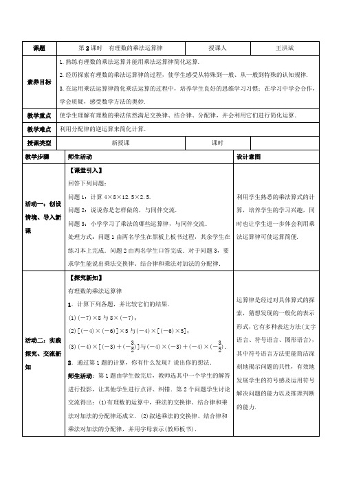 有理数的乘法运算律