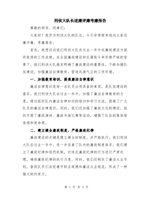 刑侦大队长述廉评廉考廉报告