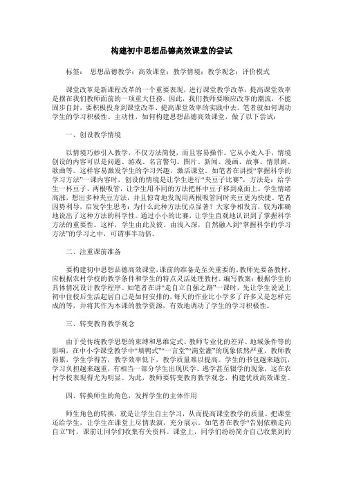 构建初中思想品德高效课堂的尝试