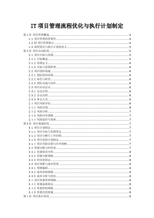 IT项目管理流程优化与执行计划制定