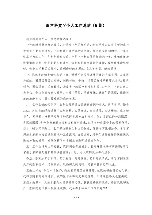 超声科实习个人工作总结(5篇)