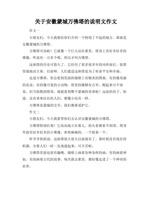 关于安徽蒙城万佛塔的说明文作文