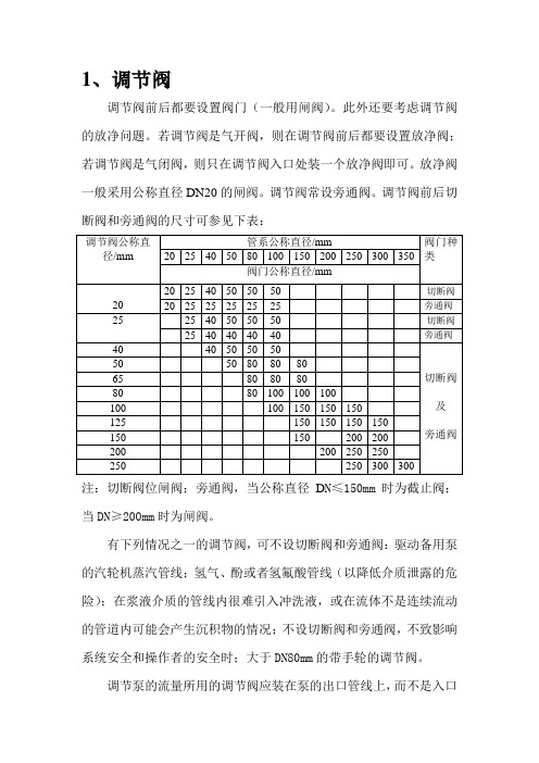 调节阀及放空放净配管规定