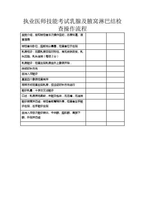 执业医师技能考试乳腺及腋窝淋巴结检查操作流程