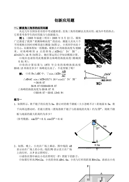 中考数学创新应用题