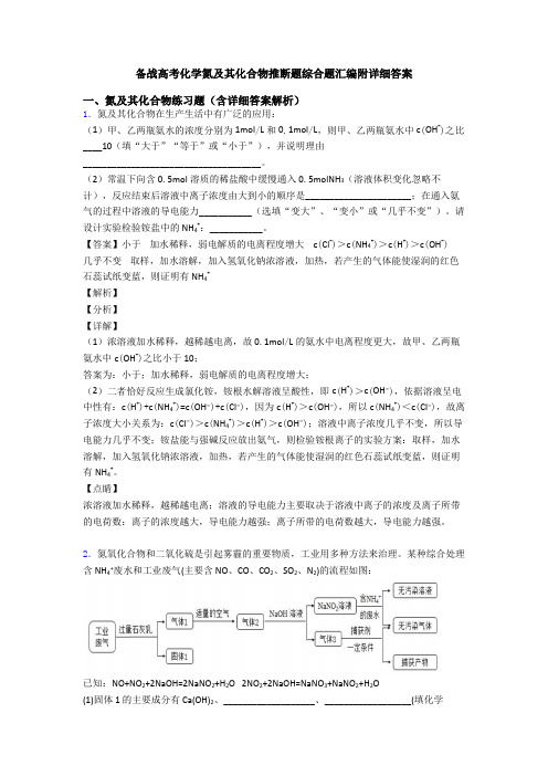 备战高考化学氮及其化合物推断题综合题汇编附详细答案