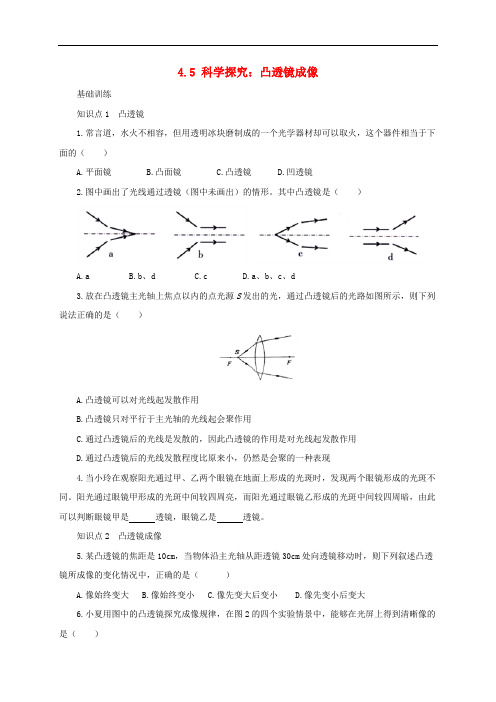 八年级物理全册 4.5《科学探究：凸透镜成像》练习(含解析)(新版)沪科版