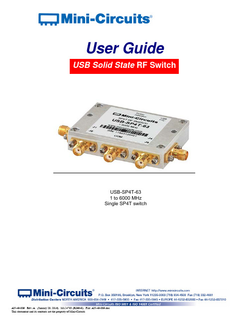 Mini-Circuits USB-SP4T -63 单芯片4路交叉开关说明书