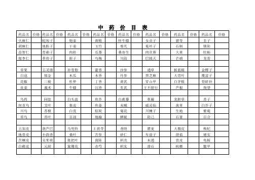 中药及中成药价目表 Microsoft Excel 工作表 (version 1)