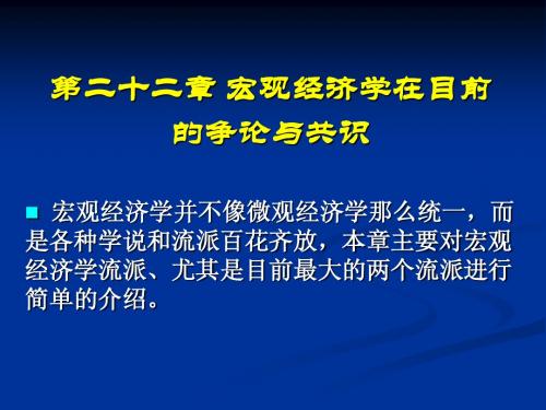 22 宏观经济学在目前的争论与共识