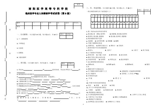 临床医学专业人体解剖学考试试卷8