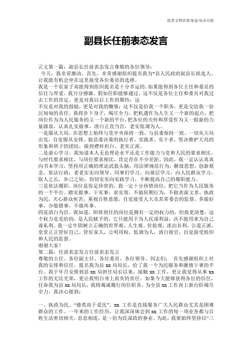 副县长任前表态发言