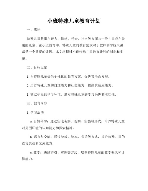 小班特殊儿童教育计划