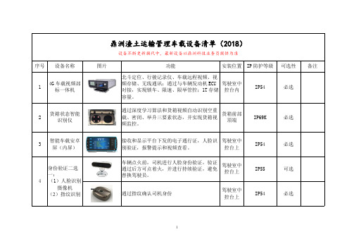 鼎洲渣土运输管理车载设备清单(2018年版)