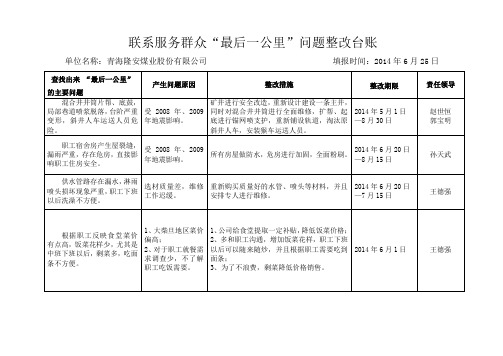 联系服务群众最后一公里问题整改台账1