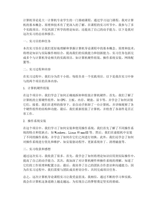 计算机导论大一课程实习报告