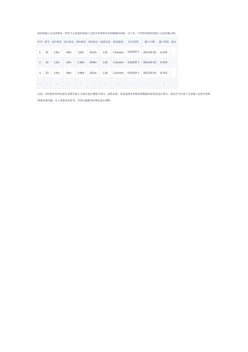 旋挖桩施工记录表格