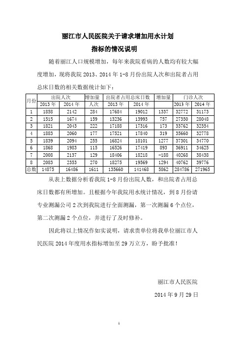 增加用水增加情况说明