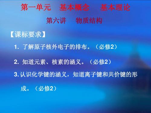 高中化学学业水平测试复习课件第一单元第六讲物质结构