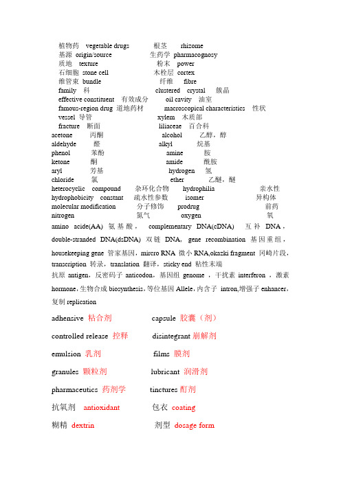 药学英语词汇汇总