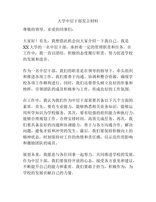 大学中层干部发言材料