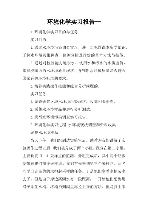 环境化学实习报告一