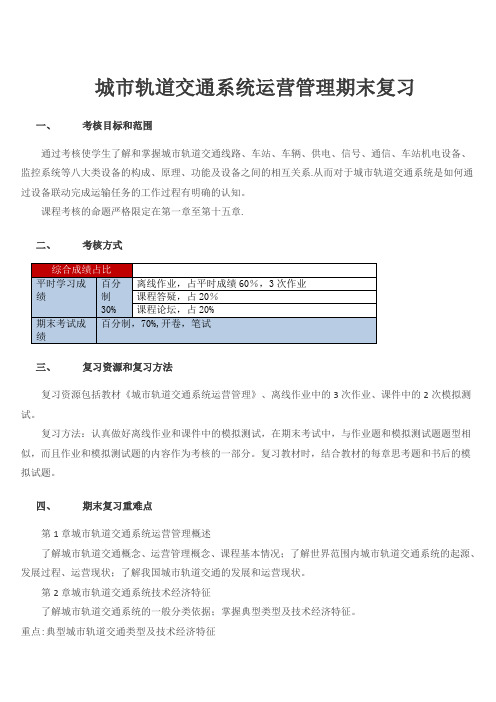 城市轨道交通系统运营管理期末复习