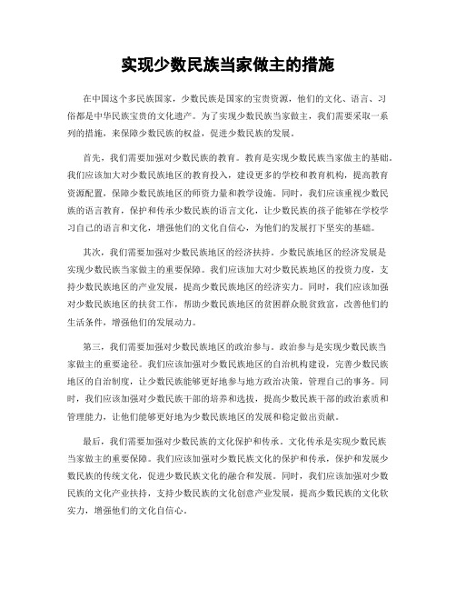 实现少数民族当家做主的措施