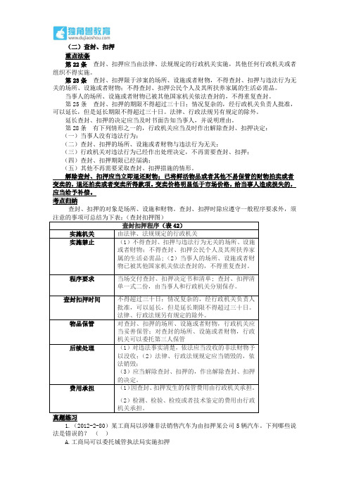 289.独角兽法考(行政法)-行政强制措施的程序-查封、扣押