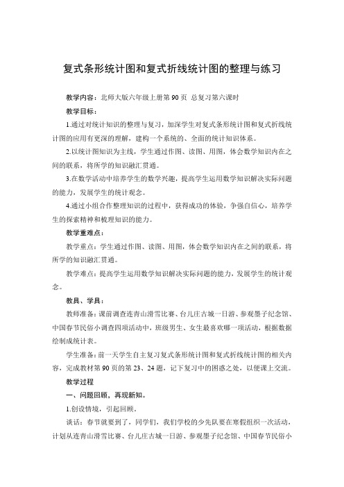 北师版版小学数学六年级上册《复式统计图》教学设计