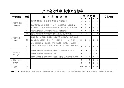 产时会阴消毒 技术评价标准(护理操作评分标准)