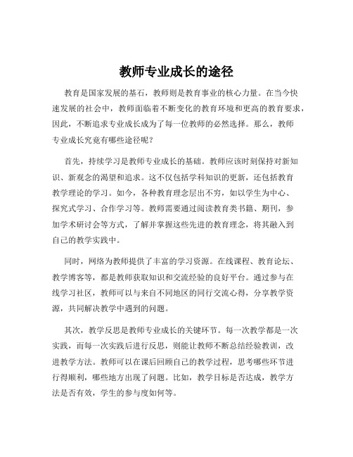 教师专业成长的途径