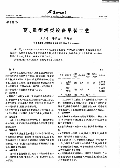 高、重型塔类设备吊装工艺